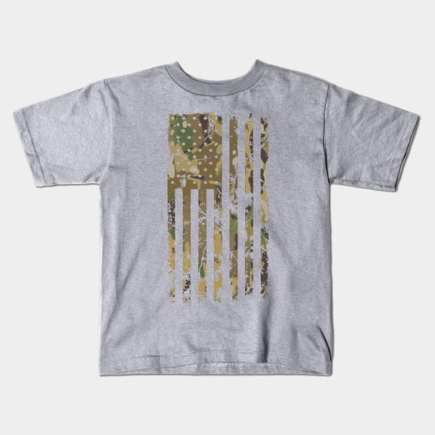 US Flag Distressed Camouflage Kids T-Shirt by erock